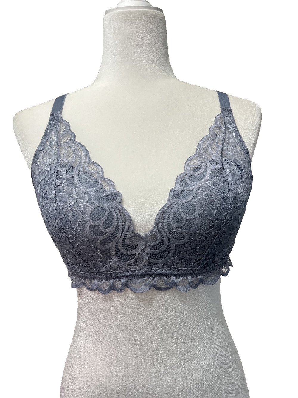 Womens Bali Size Medium Pale Blue Lace Nylon Bra Adjustable Lingerie Comfortable